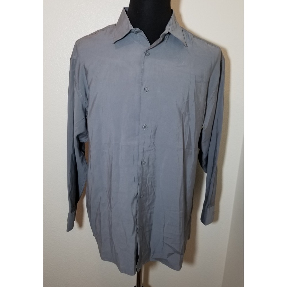 APT 9 Premier Flex Slim Fit Gray Button Up Dress Shirt Sz S 14-14 1/2 34/36 NWOT